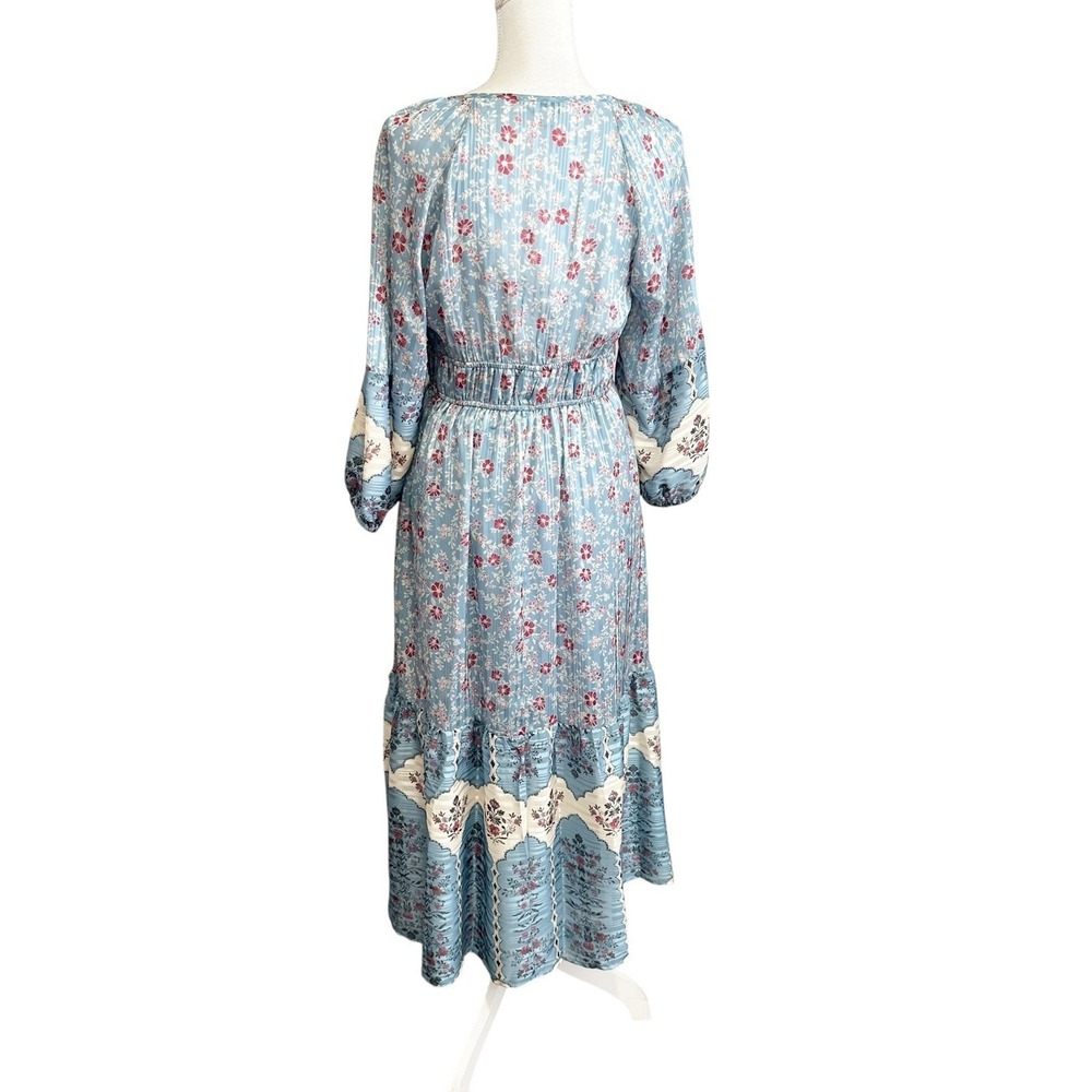 FRYE & Co Womens Midi Dress Boho Cottagcore Floral Size Medium M Long Sleeve - Picture 3 of 6
